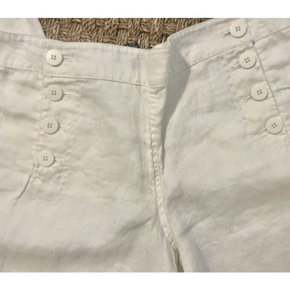 Max Edition NWT White Linen Button Down Sailor Style Wide Leg Pants Slacks sz 8